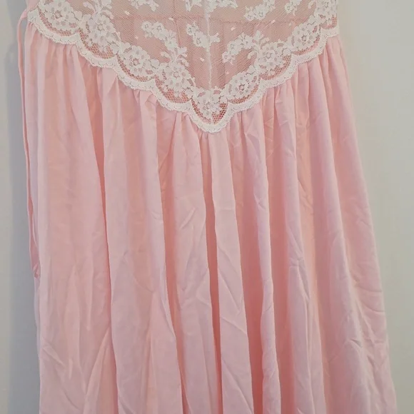 Vintage Soft Pink Lace Trim Maxi Slip Dress - Picture 5 of 10